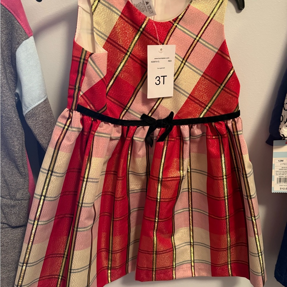 Plaid Red and Pink Kids Dress